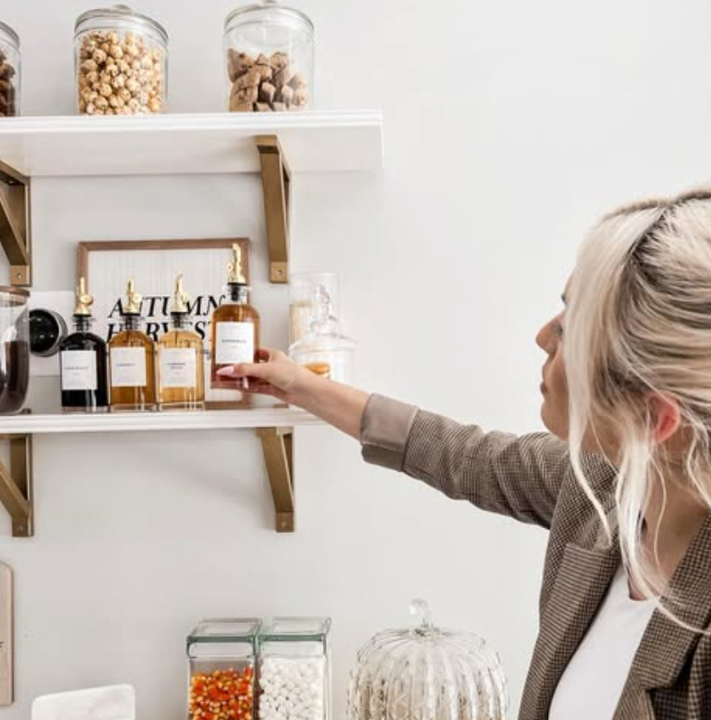 Lacque House clean-beauty wall — curated apothecary detail