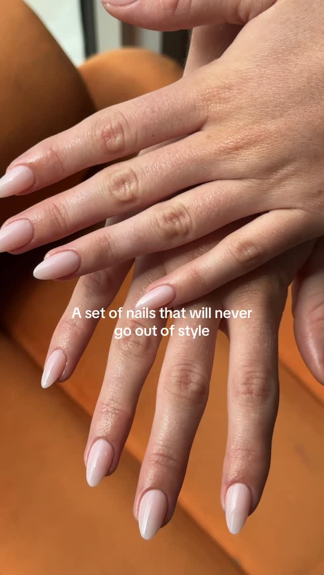 Glass nude almond nails